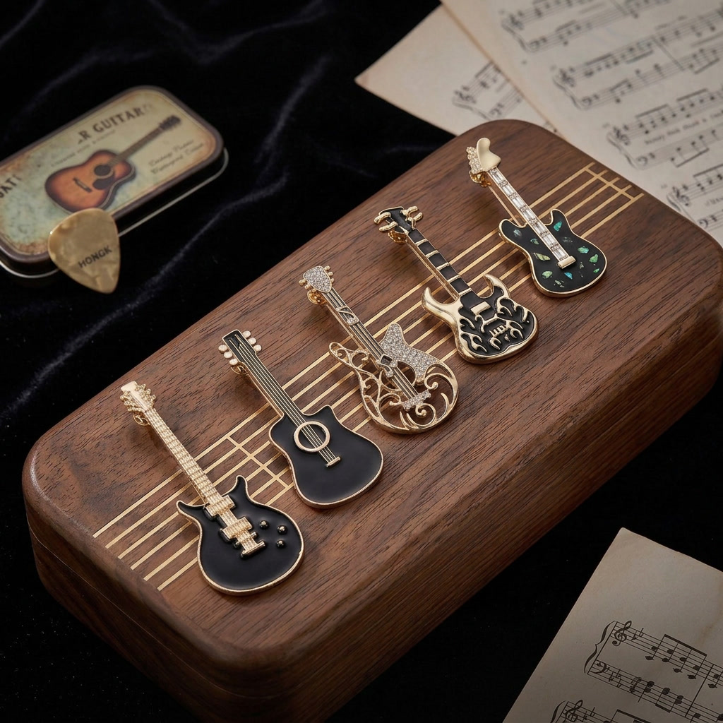 دبابيس جيتار مطلية بالمينا عصر - مراجعة Musical Instrument Symbols وسعره